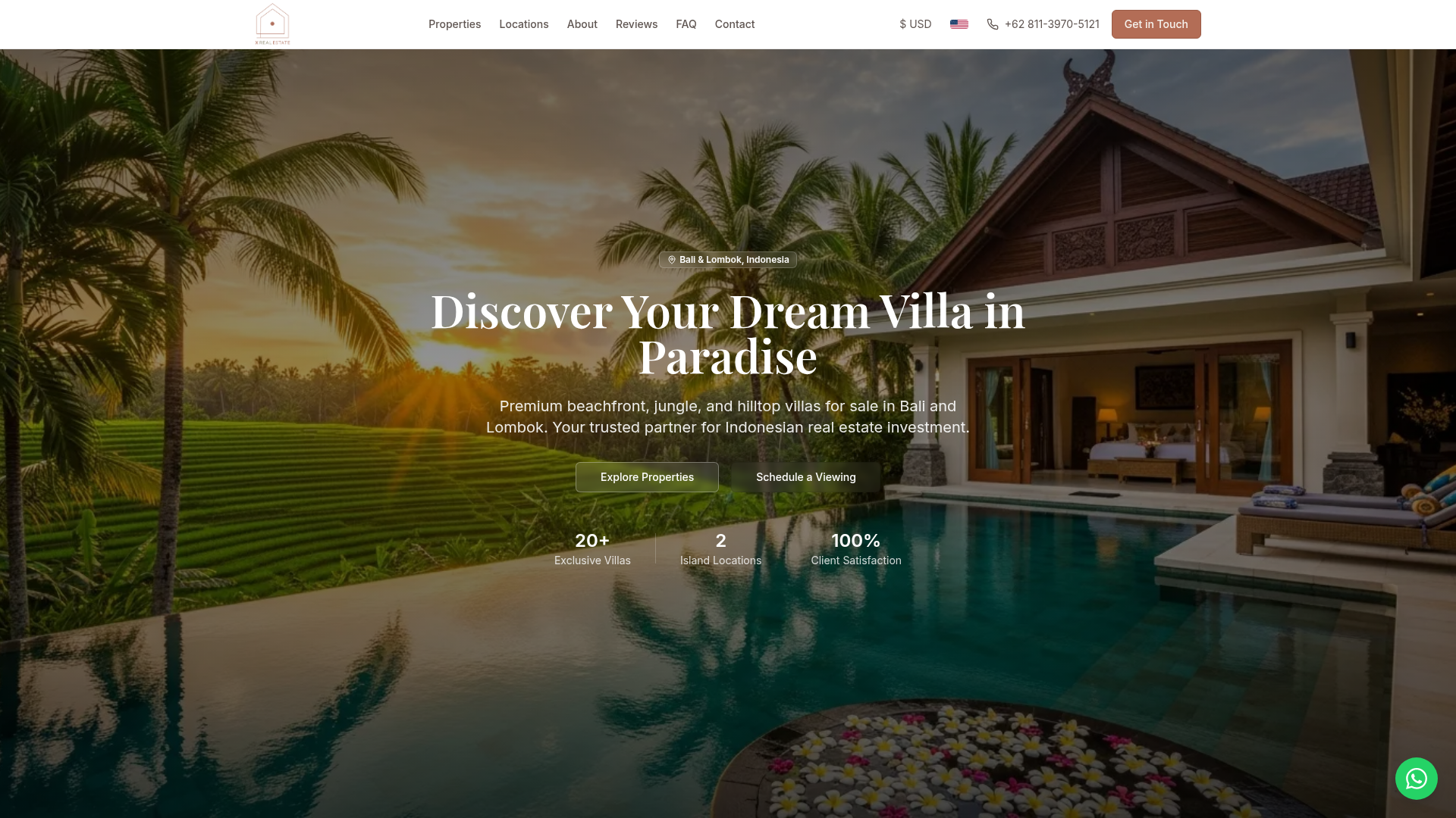 X Real Estate Bali website